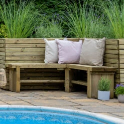Forest Garden Double Corner Sleeper Bench 1.2m -Garden Haven Shop FGCORNBEN12HD4