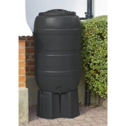 Standard Black Barrel Water Butt 210 Litre With Stand And Diverter -Garden Haven Shop GUSBWB210K1