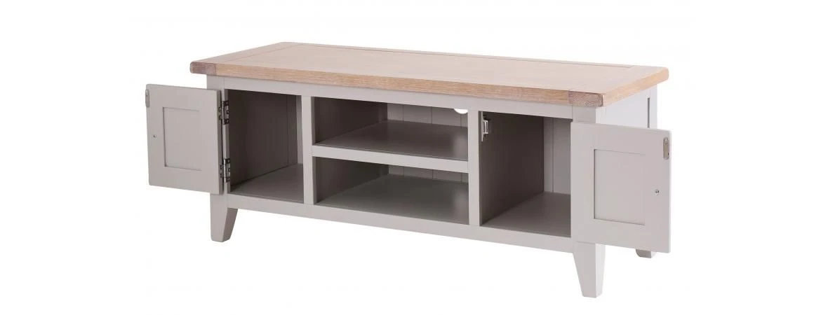 Chalked Oak/Grey 2 Door 1 Shelf TV Unit - Oak Furniture 2 Chalked Oak/Grey 2 Door 1 Shelf TV Unit - Oak Furniture - Image 2