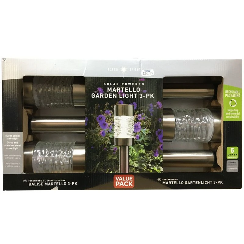 SuperBright - Solar Powered Martello Garden Light - 3 Pack 2 SuperBright - Solar Powered Martello Garden Light - 3 Pack - Image 2