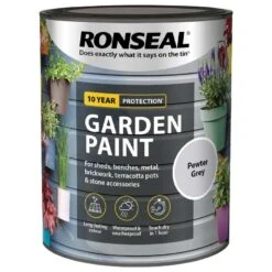 Ronseal- Garden Paint For Brick, Stone, Terracotta, Metal & Wood -Garden Haven Shop pewter grey web