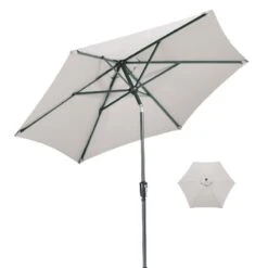 Riviera Deluxe Crank Parasol - French Grey Shade